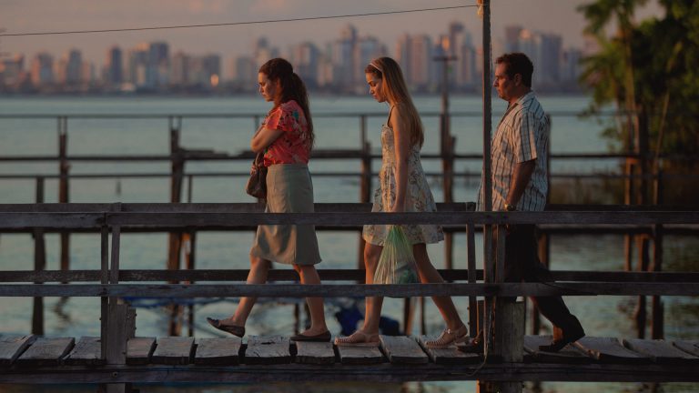 PSSICA. (L to R) Ana Luiza Rios as Lizete, Domithila Cattete as Janalice, Bruno Goya as Pedro in Pssica. Cr. Diego Formiga/Netflix © 2025